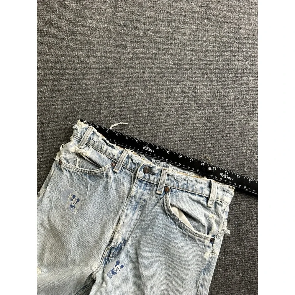 Mens 90s Levis 505 Orange Tab Distressed Custom Patchwork Jeans, Size 32x32